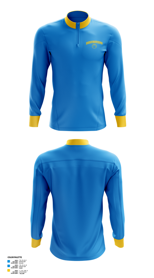 Quarter Zip Jacket, Destroyers, Men's Basketball, Teamtime, Team time, sublimation, custom sports apparel, team uniforms, spirit wear, spiritwear, sports uniforms, custom shirts, team store, custom team store, fundraiser sports, apparel fundraiser