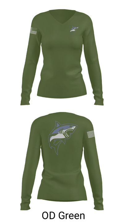 Great white guns 55052076 Women's Long Sleeve V-neck Shirt - 57