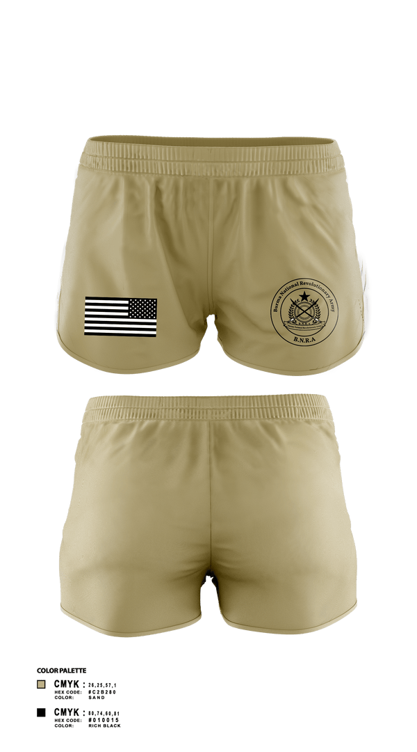 Women's Shorts, B.N.R.A, Army, Teamtime, Team time, sublimation, custom sports apparel, team uniforms, spirit wear, spiritwear, sports uniforms, custom shirts, team store, custom team store, fundraiser sports, apparel fundraiser
