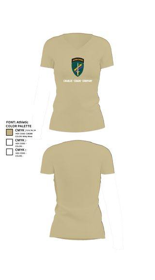 Womens Short Sleeve Vneck Shirt, Charlie “Chaos” Company, , Teamtime, Team time, sublimation, custom sports apparel, team uniforms, spirit wear, spiritwear, sports uniforms, custom shirts, team store, custom team store, fundraiser sports, apparel fundraiser