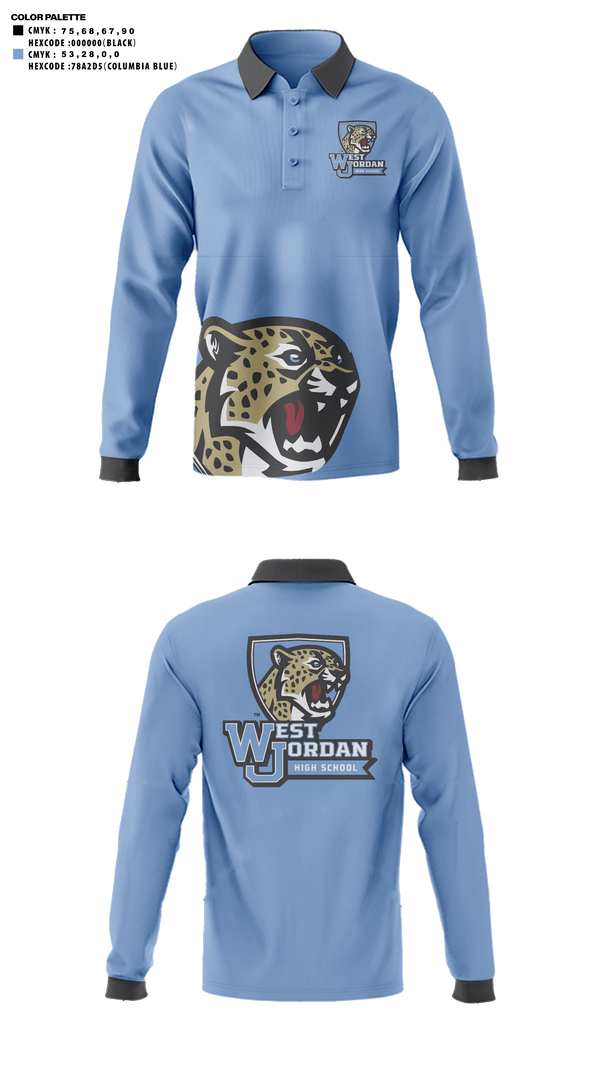 Long Sleeve Performance Polo, West Jordan High School Golf, Golf, Teamtime, Team time, sublimation, custom sports apparel, team uniforms, spirit wear, spiritwear, sports uniforms, custom shirts, team store, custom team store, fundraiser sports, apparel fundraiser