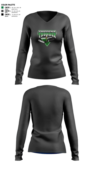 Womens Long Sleeve Vneck Shirt 1, Chippewa Youth Hockey, Spirit Store, Teamtime, Team time, sublimation, custom sports apparel, team uniforms, spirit wear, spiritwear, sports uniforms, custom shirts, team store, custom team store, fundraiser sports, apparel fundraiser