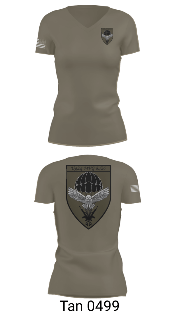 Womens Short Sleeve Vneck Shirt, 8.FschJgRgt 26, Army, Teamtime, Team time, sublimation, custom sports apparel, team uniforms, spirit wear, spiritwear, sports uniforms, custom shirts, team store, custom team store, fundraiser sports, apparel fundraiser