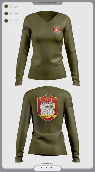 Womens Long Sleeve Vneck Shirt, Wounded warrior battalion east, Marines, Teamtime, Team time, sublimation, custom sports apparel, team uniforms, spirit wear, spiritwear, sports uniforms, custom shirts, team store, custom team store, fundraiser sports, apparel fundraiser