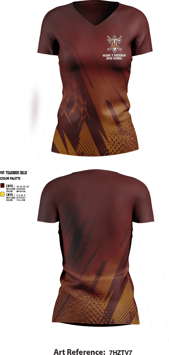 Womens Short Sleeve Vneck Shirt, Mark T Sheehan High School Field Hockey, Field Hockey, Teamtime, Team time, sublimation, custom sports apparel, team uniforms, spirit wear, spiritwear, sports uniforms, custom shirts, team store, custom team store, fundraiser sports, apparel fundraiser