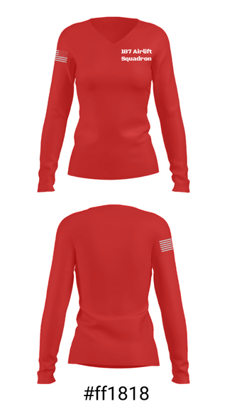 Women's Long Sleeve Vneck Shirt, 187 Airlift Squadron, National Guard, Teamtime, Team time, sublimation, custom sports apparel, team uniforms, spirit wear, spiritwear, sports uniforms, custom shirts, team store, custom team store, fundraiser sports, apparel fundraiser