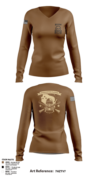 Womens Long Sleeve Vneck Shirt 1, 377th SMC, Army, Teamtime, Team time, sublimation, custom sports apparel, team uniforms, spirit wear, spiritwear, sports uniforms, custom shirts, team store, custom team store, fundraiser sports, apparel fundraiser