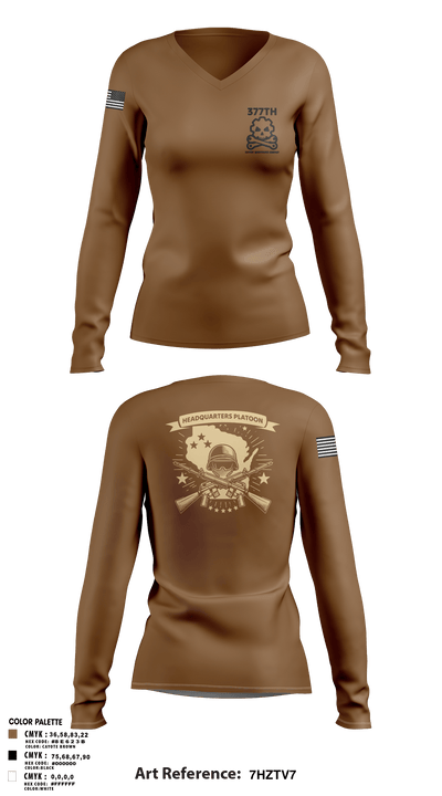 377th SMC 21529568 Women's Long Sleeve V-neck Shirt -1 105