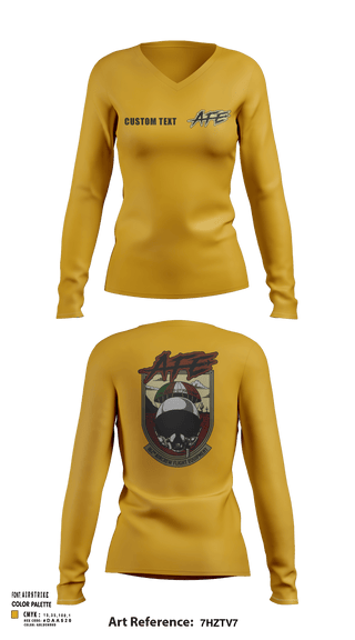 Womens Long Sleeve Vneck Shirt, 162 AFE, Air Force, Teamtime, Team time, sublimation, custom sports apparel, team uniforms, spirit wear, spiritwear, sports uniforms, custom shirts, team store, custom team store, fundraiser sports, apparel fundraiser