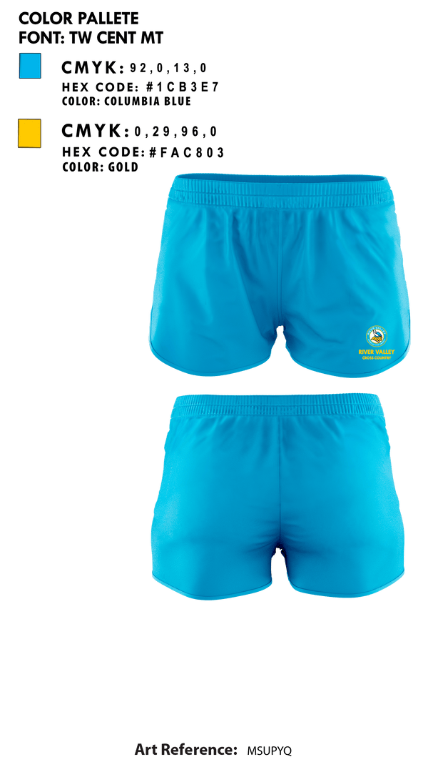 Womens Shorts, River Valley Middle School Cross Country, Cross Country, Teamtime, Team time, sublimation, custom sports apparel, team uniforms, spirit wear, spiritwear, sports uniforms, custom shirts, team store, custom team store, fundraiser sports, apparel fundraiser