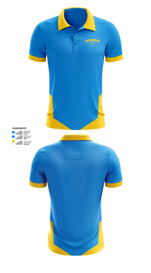 Short Sleeve Performance Polo, Destroyers, Men's Basketball, Teamtime, Team time, sublimation, custom sports apparel, team uniforms, spirit wear, spiritwear, sports uniforms, custom shirts, team store, custom team store, fundraiser sports, apparel fundraiser