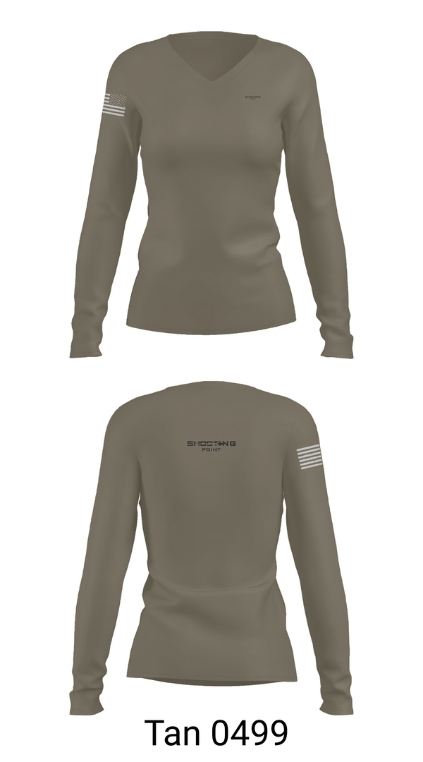 Womens Long Sleeve Vneck Shirt 1, Shootingpoint, Army, Teamtime, Team time, sublimation, custom sports apparel, team uniforms, spirit wear, spiritwear, sports uniforms, custom shirts, team store, custom team store, fundraiser sports, apparel fundraiser