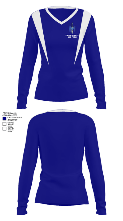 iMater Knights 12068030 Women's Long Sleeve V-neck Shirt - 28