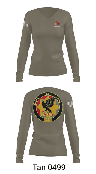 Womens Long Sleeve Vneck Shirt 1, D FST 8-1 CAV, Army, Teamtime, Team time, sublimation, custom sports apparel, team uniforms, spirit wear, spiritwear, sports uniforms, custom shirts, team store, custom team store, fundraiser sports, apparel fundraiser