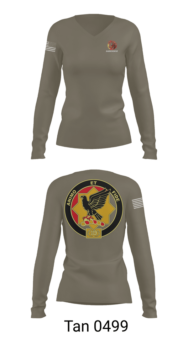 Womens Long Sleeve Vneck Shirt 1, D FST 8-1 CAV, Army, Teamtime, Team time, sublimation, custom sports apparel, team uniforms, spirit wear, spiritwear, sports uniforms, custom shirts, team store, custom team store, fundraiser sports, apparel fundraiser