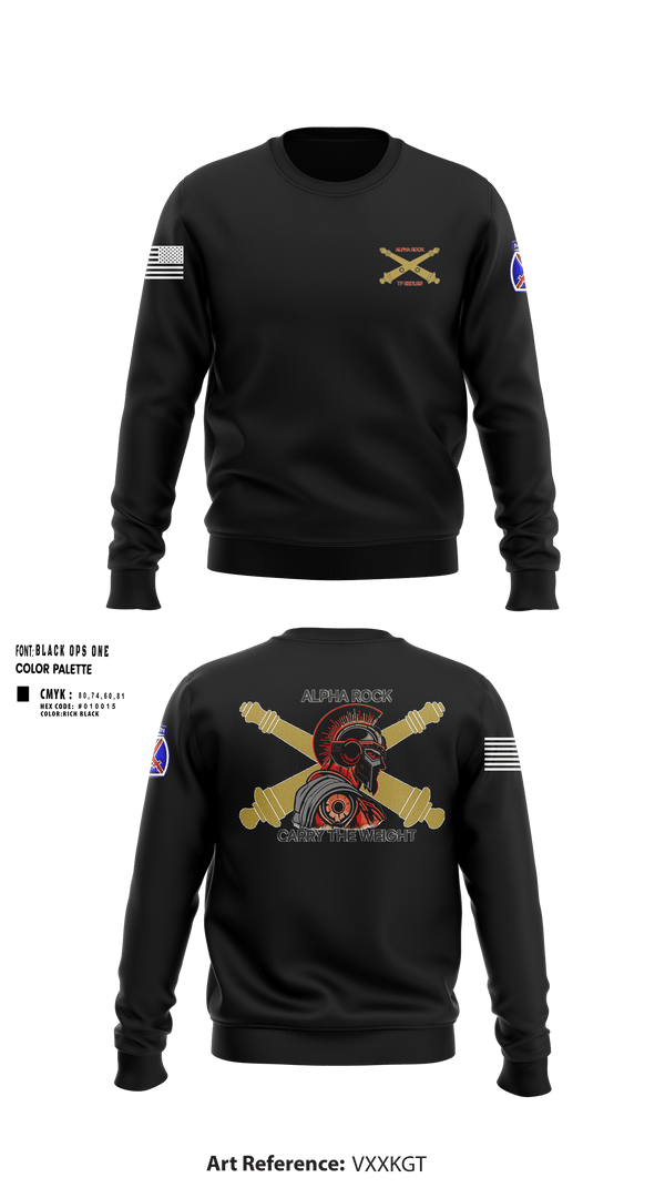 Crew Neck Sweatshirt, ALPHA ROCK, Army, Teamtime, Team time, sublimation, custom sports apparel, team uniforms, spirit wear, spiritwear, sports uniforms, custom shirts, team store, custom team store, fundraiser sports, apparel fundraiser