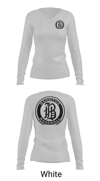 Women's Long Sleeve Vneck Shirt, BANDITOS, Baseball, Teamtime, Team time, sublimation, custom sports apparel, team uniforms, spirit wear, spiritwear, sports uniforms, custom shirts, team store, custom team store, fundraiser sports, apparel fundraiser