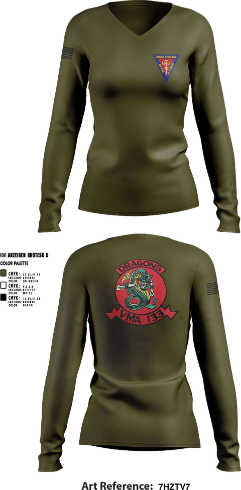 Womens Long Sleeve Vneck Shirt, MAG-42 VMA-133, , Teamtime, Team time, sublimation, custom sports apparel, team uniforms, spirit wear, spiritwear, sports uniforms, custom shirts, team store, custom team store, fundraiser sports, apparel fundraiser