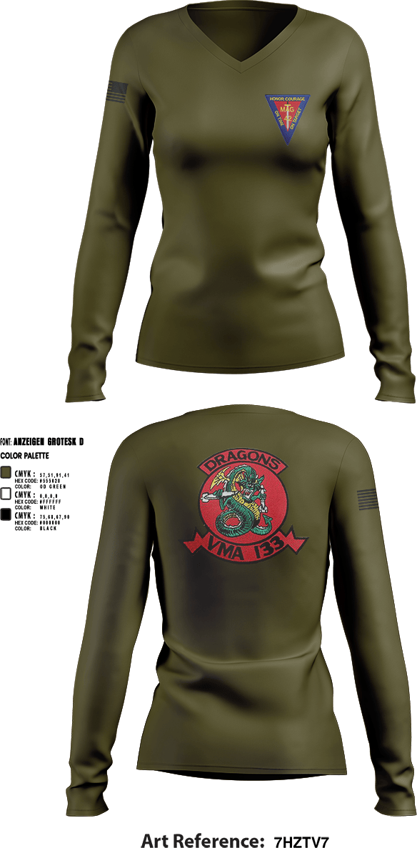 Womens Long Sleeve Vneck Shirt, MAG-42 VMA-133, , Teamtime, Team time, sublimation, custom sports apparel, team uniforms, spirit wear, spiritwear, sports uniforms, custom shirts, team store, custom team store, fundraiser sports, apparel fundraiser