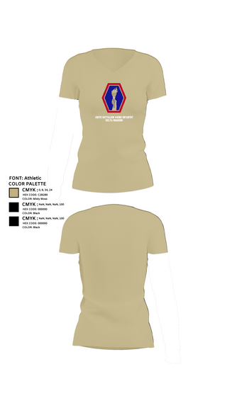 Womens Short Sleeve Vneck Shirt, 100th Battalion 442nd Infantry Delta dragons, Army, Teamtime, Team time, sublimation, custom sports apparel, team uniforms, spirit wear, spiritwear, sports uniforms, custom shirts, team store, custom team store, fundraiser sports, apparel fundraiser