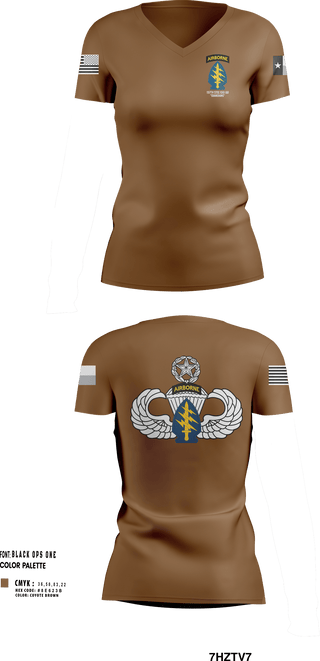 Womens Short Sleeve Vneck Shirt, 197th STSC (SO)(A), National Guard, Teamtime, Team time, sublimation, custom sports apparel, team uniforms, spirit wear, spiritwear, sports uniforms, custom shirts, team store, custom team store, fundraiser sports, apparel fundraiser