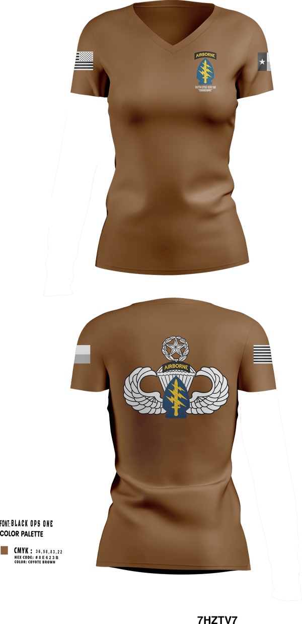 Womens Short Sleeve Vneck Shirt, 197th STSC (SO)(A), National Guard, Teamtime, Team time, sublimation, custom sports apparel, team uniforms, spirit wear, spiritwear, sports uniforms, custom shirts, team store, custom team store, fundraiser sports, apparel fundraiser