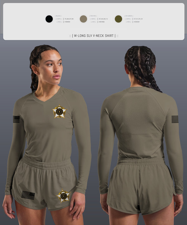 Womens Long Sleeve Vneck Shirt, Deputy Cleveland, Police, Teamtime, Team time, sublimation, custom sports apparel, team uniforms, spirit wear, spiritwear, sports uniforms, custom shirts, team store, custom team store, fundraiser sports, apparel fundraiser