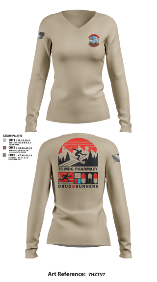 Womens Long Sleeve Vneck Shirt 1, 75 HCOS SGGD, Air Force, Teamtime, Team time, sublimation, custom sports apparel, team uniforms, spirit wear, spiritwear, sports uniforms, custom shirts, team store, custom team store, fundraiser sports, apparel fundraiser