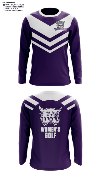 Long Sleeve Performance Shirt, Weber State University Golf, Golf, Teamtime, Team time, sublimation, custom sports apparel, team uniforms, spirit wear, spiritwear, sports uniforms, custom shirts, team store, custom team store, fundraiser sports, apparel fundraiser