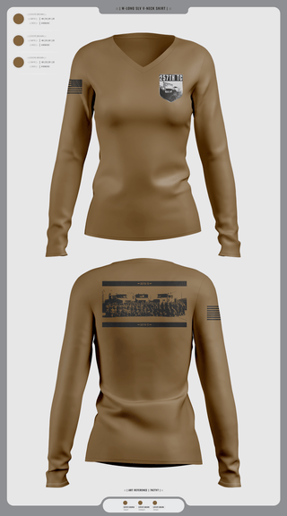 Womens Long Sleeve Vneck Shirt, 257th TC, Army, Teamtime, Team time, sublimation, custom sports apparel, team uniforms, spirit wear, spiritwear, sports uniforms, custom shirts, team store, custom team store, fundraiser sports, apparel fundraiser