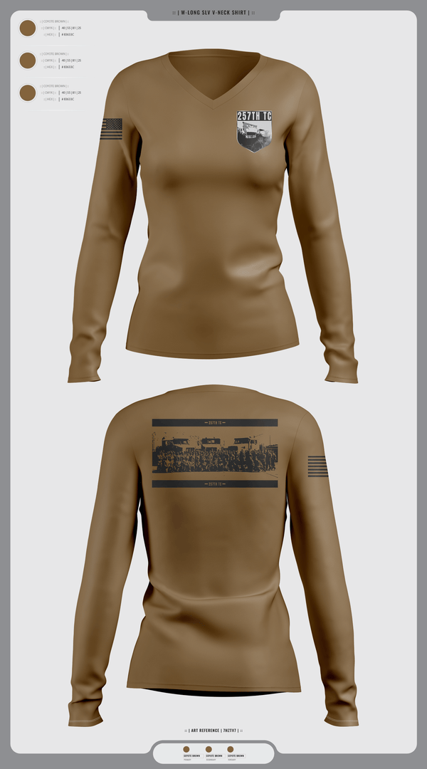 Womens Long Sleeve Vneck Shirt, 257th TC, Army, Teamtime, Team time, sublimation, custom sports apparel, team uniforms, spirit wear, spiritwear, sports uniforms, custom shirts, team store, custom team store, fundraiser sports, apparel fundraiser
