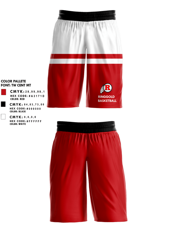 Mens Basketball Shorts, Ringgold High School Basketball, Men's Basketball, Teamtime, Team time, sublimation, custom sports apparel, team uniforms, spirit wear, spiritwear, sports uniforms, custom shirts, team store, custom team store, fundraiser sports, apparel fundraiser