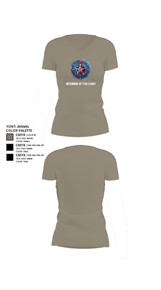 Womens Short Sleeve Vneck Shirt, Defenders of the Coast, Army, Teamtime, Team time, sublimation, custom sports apparel, team uniforms, spirit wear, spiritwear, sports uniforms, custom shirts, team store, custom team store, fundraiser sports, apparel fundraiser