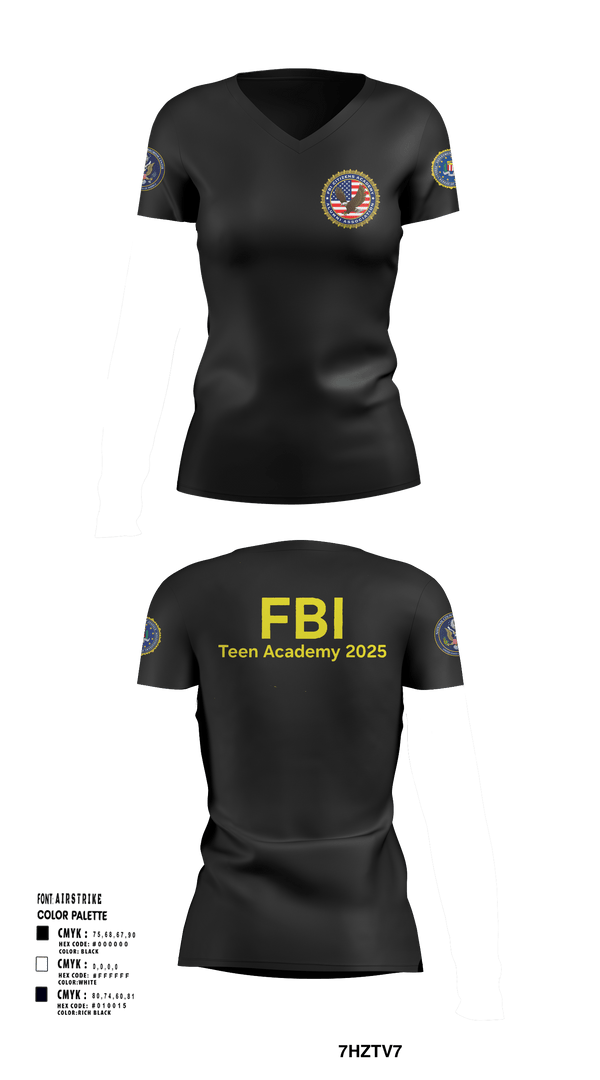 Womens Short Sleeve Vneck Shirt, FBI Citizens Academy, , Teamtime, Team time, sublimation, custom sports apparel, team uniforms, spirit wear, spiritwear, sports uniforms, custom shirts, team store, custom team store, fundraiser sports, apparel fundraiser