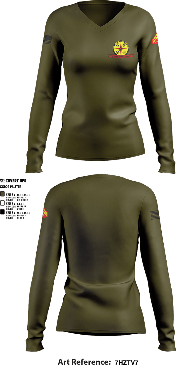 Womens Long Sleeve Vneck Shirt, CBIRF, Marines, Teamtime, Team time, sublimation, custom sports apparel, team uniforms, spirit wear, spiritwear, sports uniforms, custom shirts, team store, custom team store, fundraiser sports, apparel fundraiser