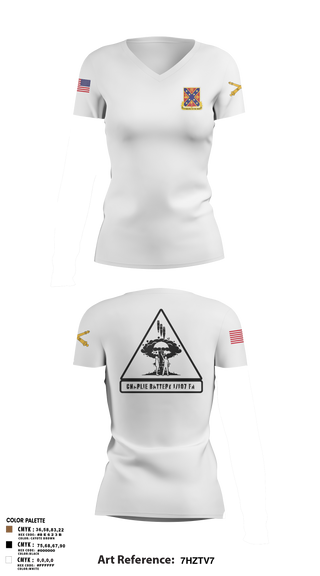 Womens Short Sleeve Vneck Shirt, C BTRY 1/107 FA, National Guard, Teamtime, Team time, sublimation, custom sports apparel, team uniforms, spirit wear, spiritwear, sports uniforms, custom shirts, team store, custom team store, fundraiser sports, apparel fundraiser