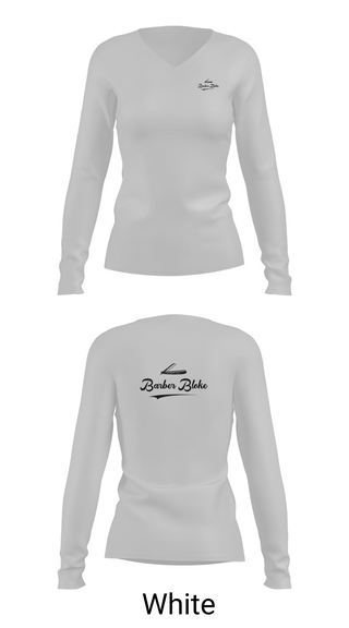 Womens Long Sleeve Vneck Shirt, Barber Bloke, , Teamtime, Team time, sublimation, custom sports apparel, team uniforms, spirit wear, spiritwear, sports uniforms, custom shirts, team store, custom team store, fundraiser sports, apparel fundraiser