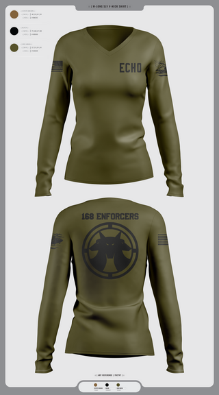 Womens Long Sleeve Vneck Shirt, Echo, Army, Teamtime, Team time, sublimation, custom sports apparel, team uniforms, spirit wear, spiritwear, sports uniforms, custom shirts, team store, custom team store, fundraiser sports, apparel fundraiser