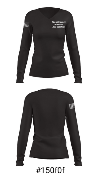 Women's Long Sleeve Vneck Shirt, West County Softball Association, Softball, Teamtime, Team time, sublimation, custom sports apparel, team uniforms, spirit wear, spiritwear, sports uniforms, custom shirts, team store, custom team store, fundraiser sports, apparel fundraiser