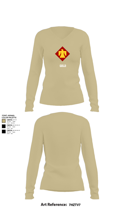 GOLD 78279862 Women's Long Sleeve V-neck Shirt - 82