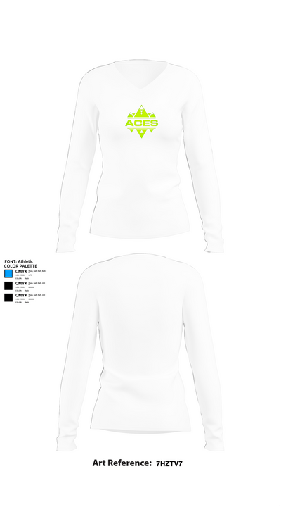 Georgia Aces 68978353 Women's Long Sleeve V-neck Shirt - 15