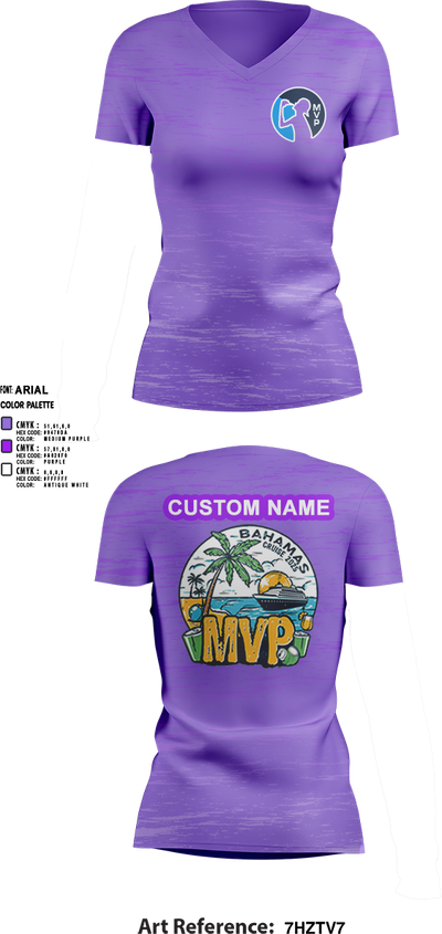 MVP Cruise 2025 37485566 Women's Short Sleeve V-neck Shirt - 3