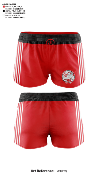Womens Shorts, Cobre High School Cheer, Cheer, Teamtime, Team time, sublimation, custom sports apparel, team uniforms, spirit wear, spiritwear, sports uniforms, custom shirts, team store, custom team store, fundraiser sports, apparel fundraiser