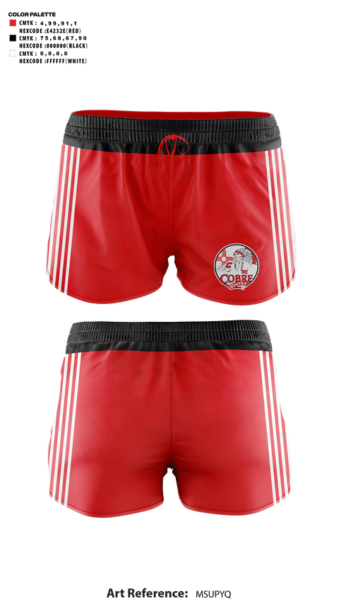 Womens Shorts, Cobre High School Cheer, Cheer, Teamtime, Team time, sublimation, custom sports apparel, team uniforms, spirit wear, spiritwear, sports uniforms, custom shirts, team store, custom team store, fundraiser sports, apparel fundraiser