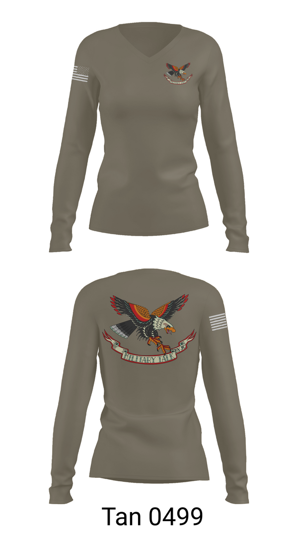 Womens Long Sleeve Vneck Shirt, Military Talk by JC, Army, Teamtime, Team time, sublimation, custom sports apparel, team uniforms, spirit wear, spiritwear, sports uniforms, custom shirts, team store, custom team store, fundraiser sports, apparel fundraiser