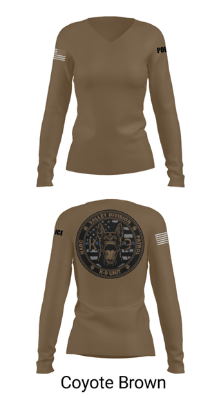 Womens Long Sleeve Vneck Shirt, VALLEY K9, , Teamtime, Team time, sublimation, custom sports apparel, team uniforms, spirit wear, spiritwear, sports uniforms, custom shirts, team store, custom team store, fundraiser sports, apparel fundraiser