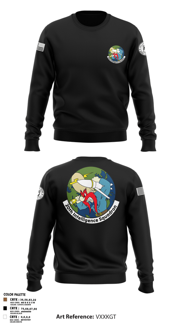 Crew Neck Sweatshirt, 20th Intelligence Squadron, Air Force, Teamtime, Team time, sublimation, custom sports apparel, team uniforms, spirit wear, spiritwear, sports uniforms, custom shirts, team store, custom team store, fundraiser sports, apparel fundraiser