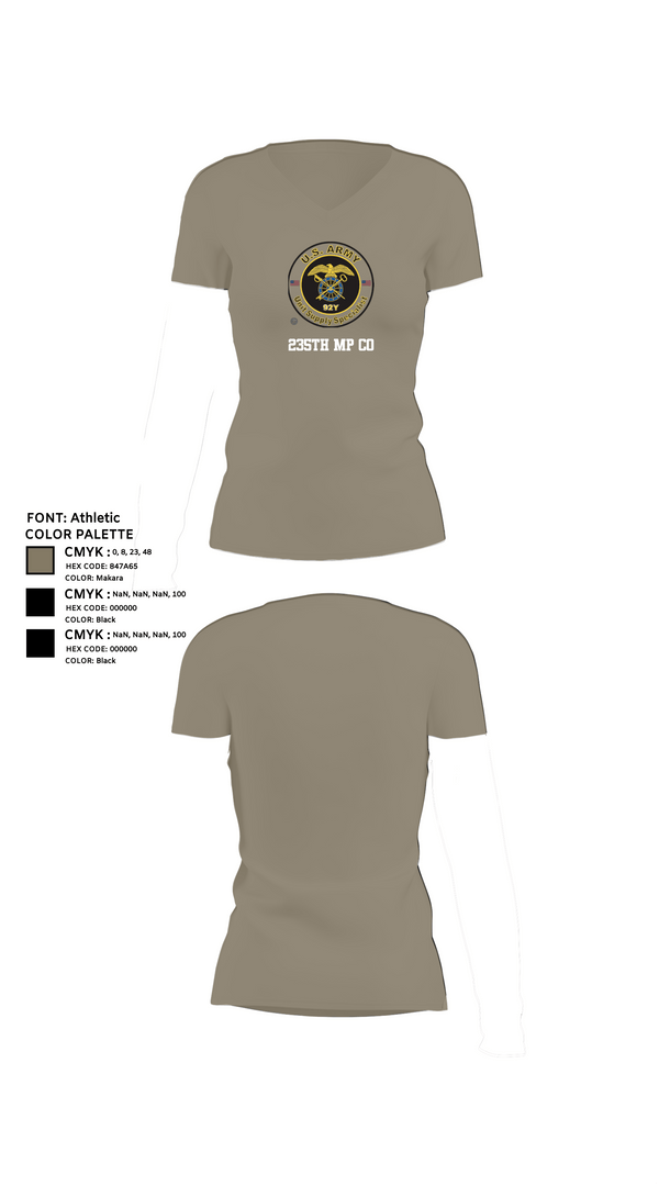 Womens Short Sleeve Vneck Shirt, 235th MP CO, Army, Teamtime, Team time, sublimation, custom sports apparel, team uniforms, spirit wear, spiritwear, sports uniforms, custom shirts, team store, custom team store, fundraiser sports, apparel fundraiser