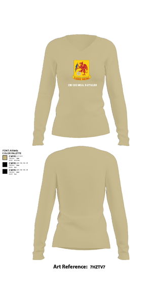 Women's Long Sleeve Vneck Shirt, 2nd Chemical Battalion, Army, Teamtime, Team time, sublimation, custom sports apparel, team uniforms, spirit wear, spiritwear, sports uniforms, custom shirts, team store, custom team store, fundraiser sports, apparel fundraiser