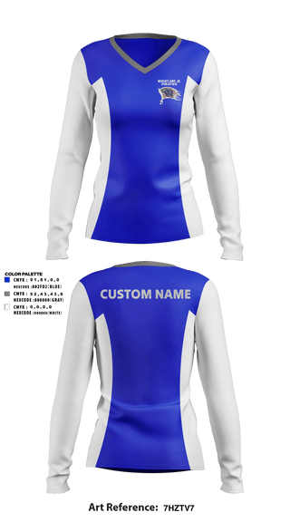Women's Long Sleeve Vneck Shirt, Wheatland youth football and cheer, Football, Teamtime, Team time, sublimation, custom sports apparel, team uniforms, spirit wear, spiritwear, sports uniforms, custom shirts, team store, custom team store, fundraiser sports, apparel fundraiser
